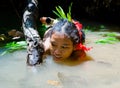 Women Mentawai tribe fishing.